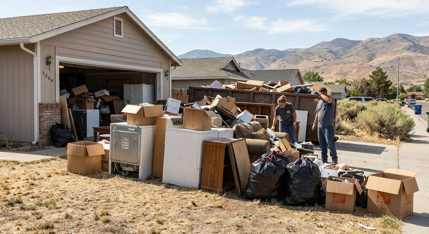 Overwhelming property cleanout in Reno with clutter and stress