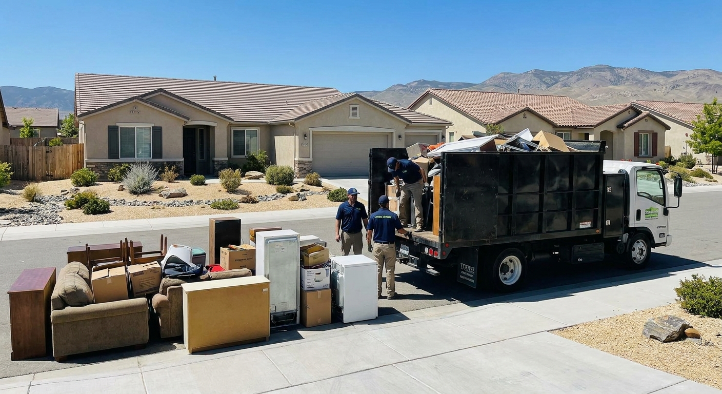 Full house cleanout cost in Reno with junk removal crew and truck
